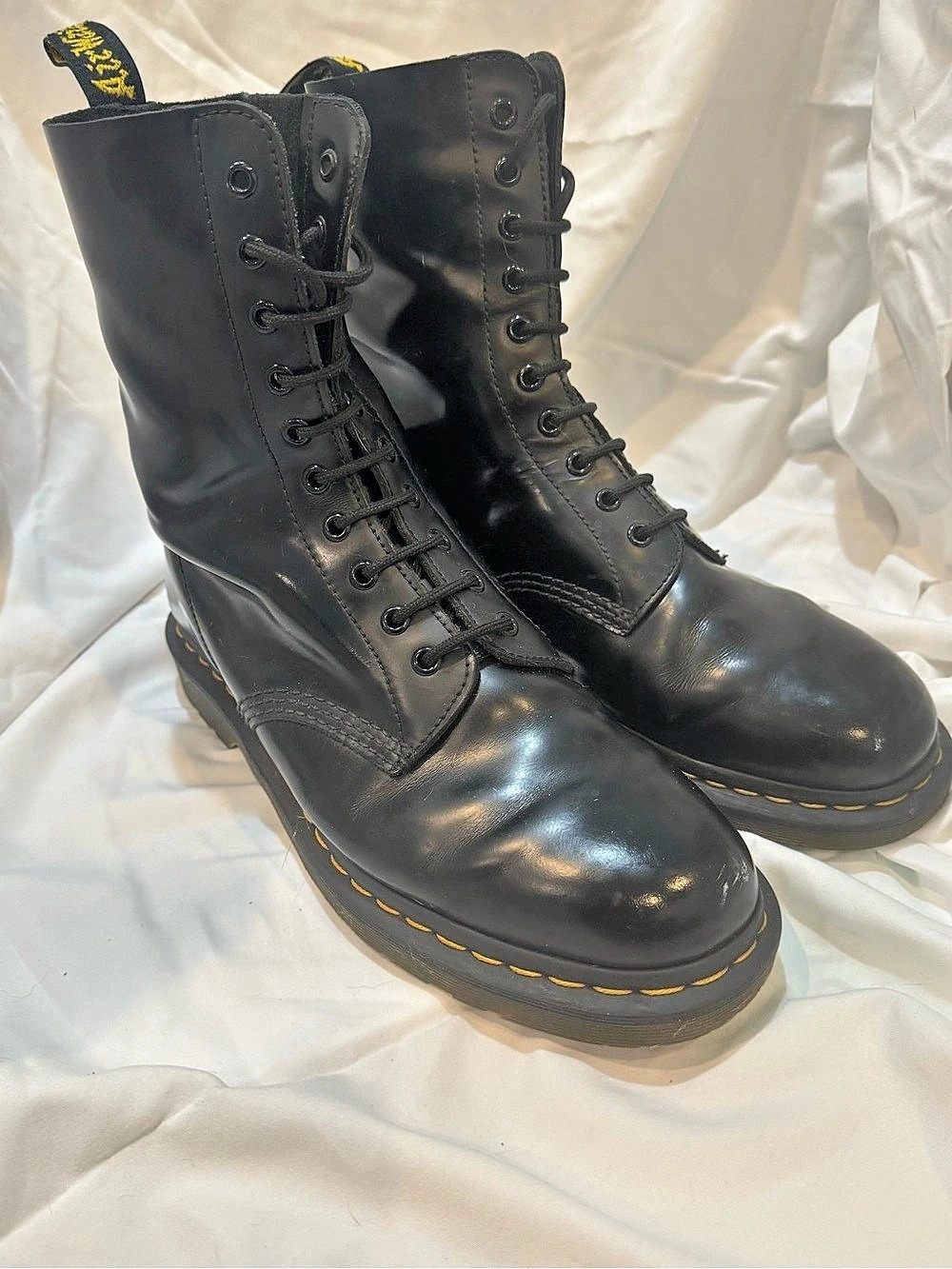 Dr. Martens 1490 Smooth Leather 10-Eye Boots Black Combat Boots